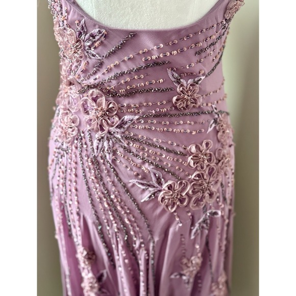 Sue Wong Nocturne Midi Dress Y2K Fairycore Silk Purple Vintage Sz 12 Miley Cyrus - Picture 8 of 16